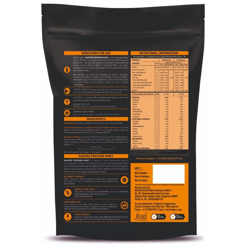 Buy NAKPRO Perform Whey Protein Concentrate Supplement Powder ...