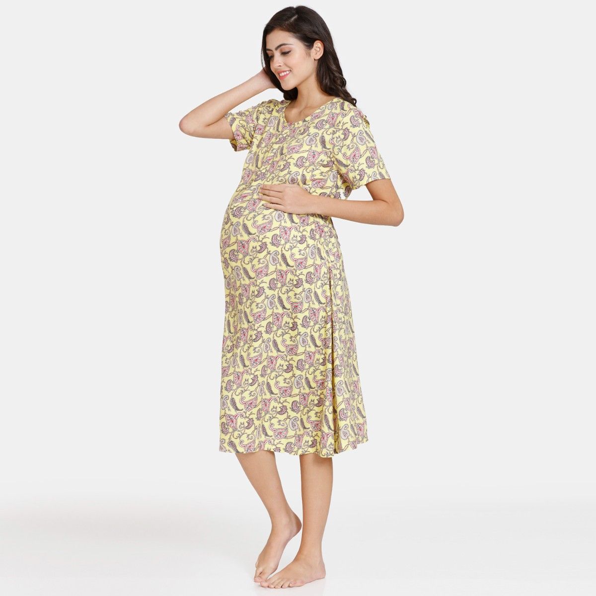 Zivame Coucou Maternity Woven Loungewear Dress Vibrant Yellow Buy