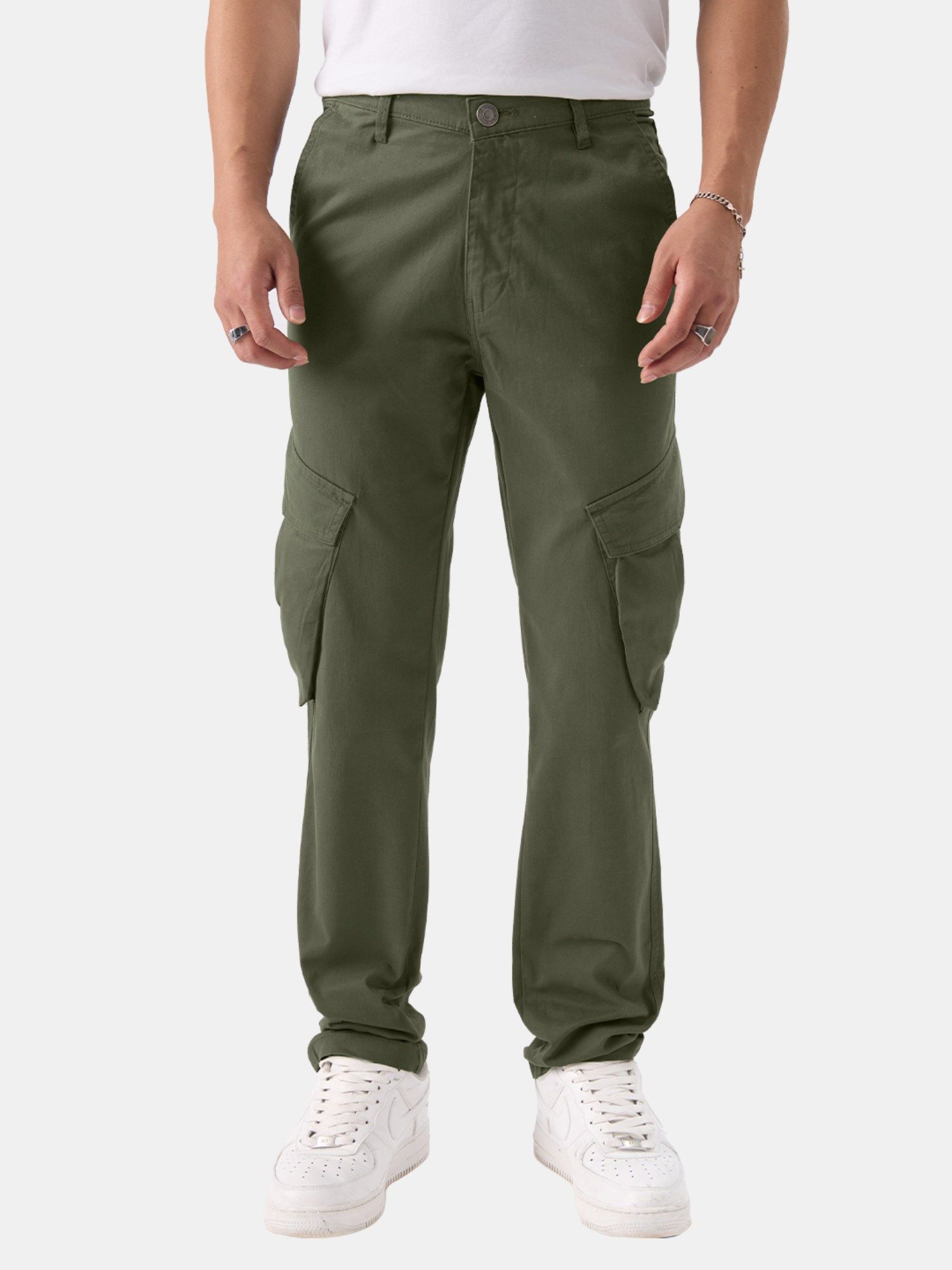 Buy The Souled Store Original Solids Light Olive Men Cargo Pants Online
