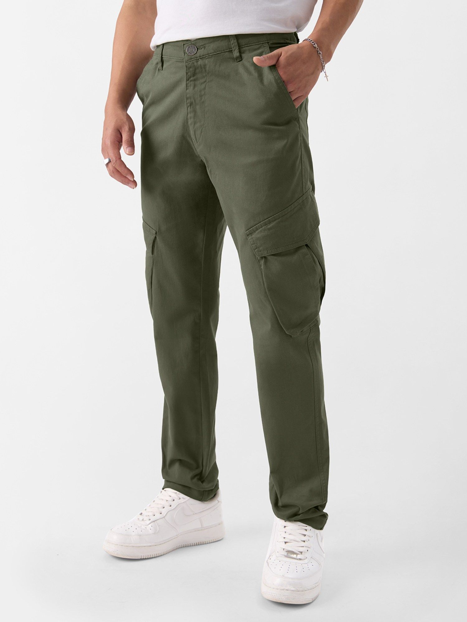 Men's Baggy Cargo Pants - Light Olive main image 1