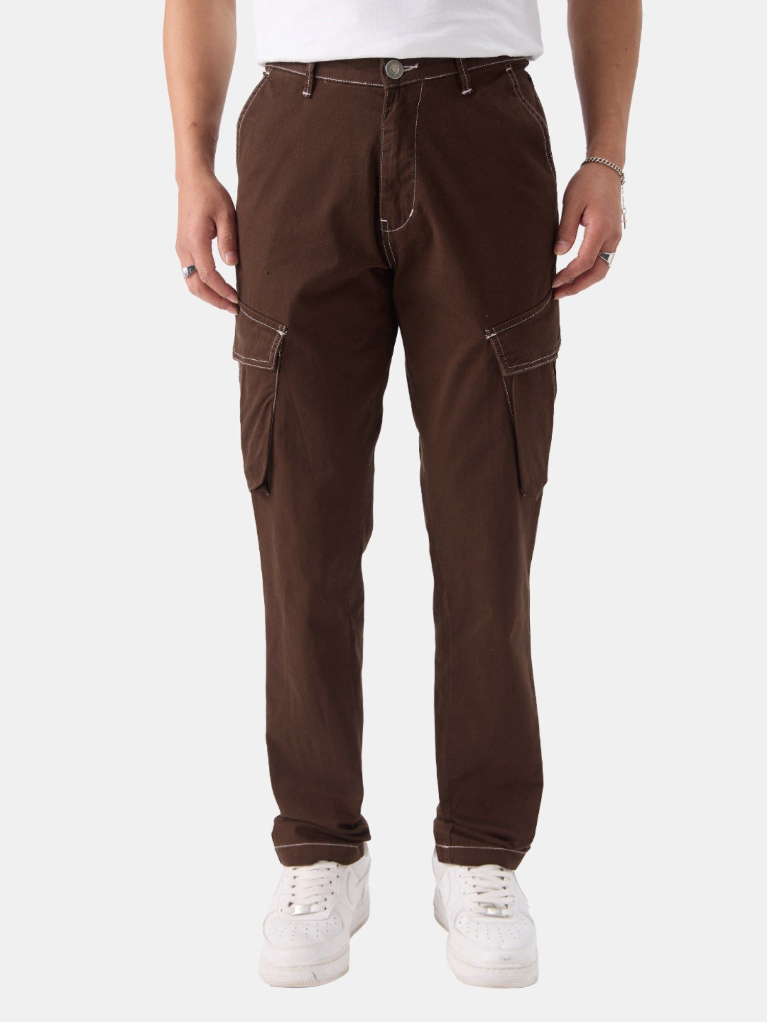 Buy The Souled Store Original Solids Teak Men Cargo Pants Online