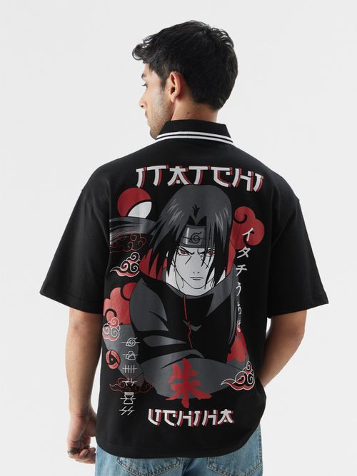 The Souled Store Official Naruto- Itachi Men Oversized Polo T-Shirt