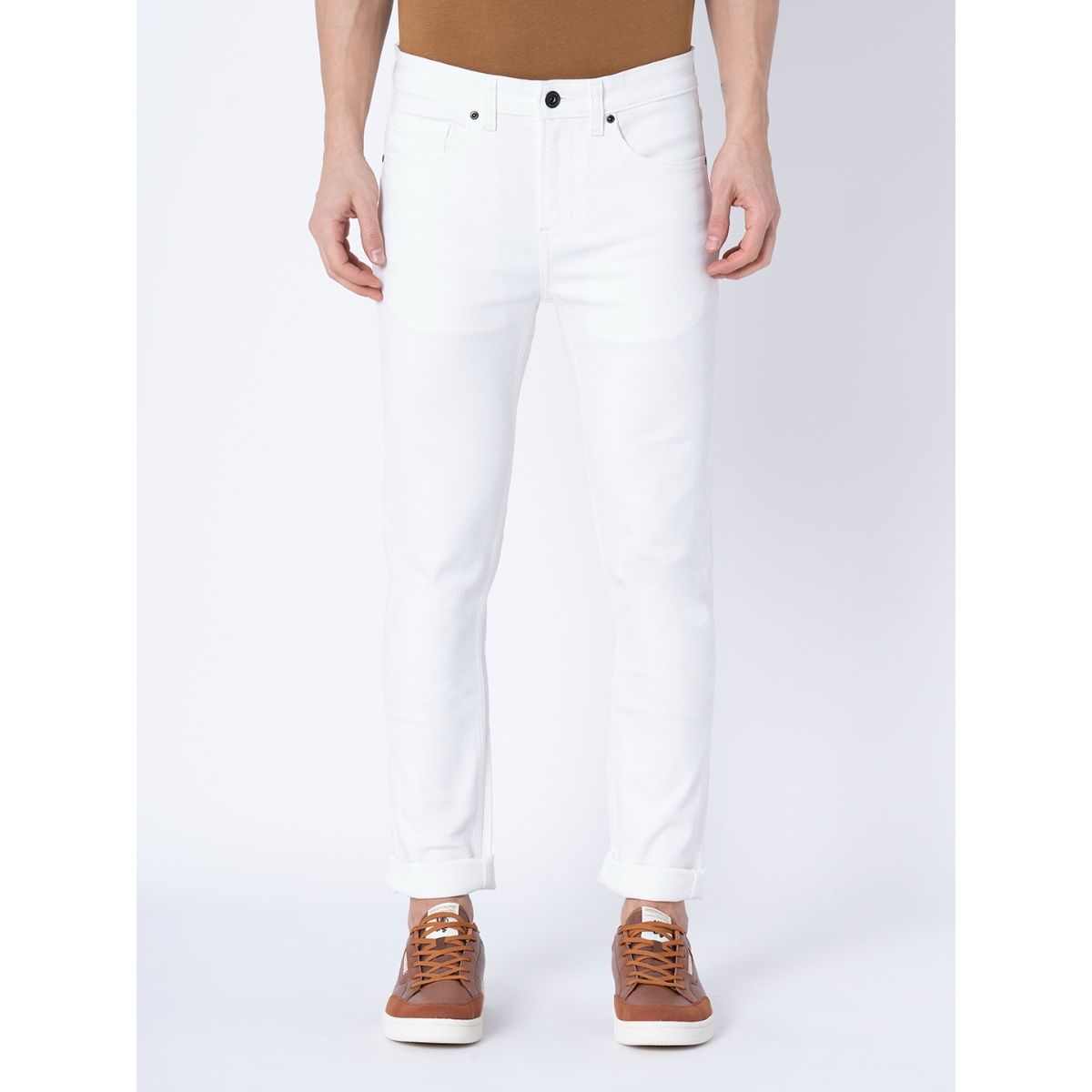 Buy WES Casuals Off-White Slim-Fit Chinos from Westside