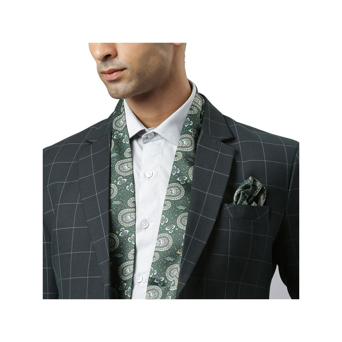 Buy Tossido Green Stole & Pocket Square Set Online