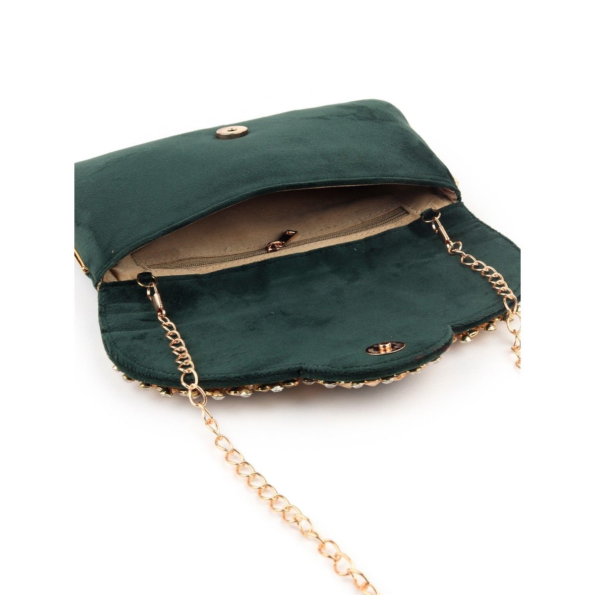 Dark green velvet online clutch bag