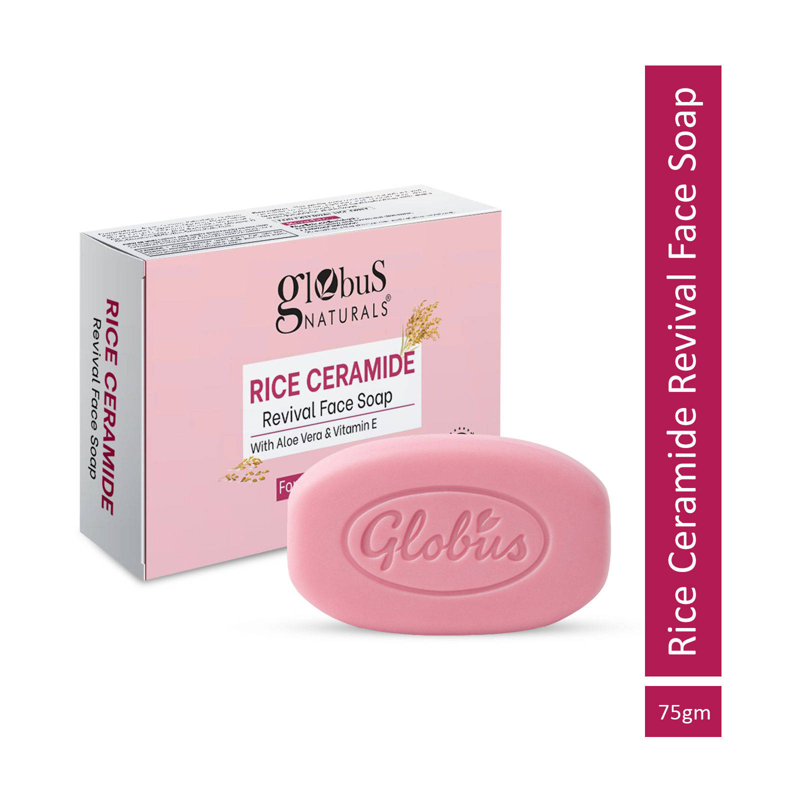 Globus Naturals Rice Ceramide Glow Soap With Aloe Vera & Vitamin E Hydration Boost