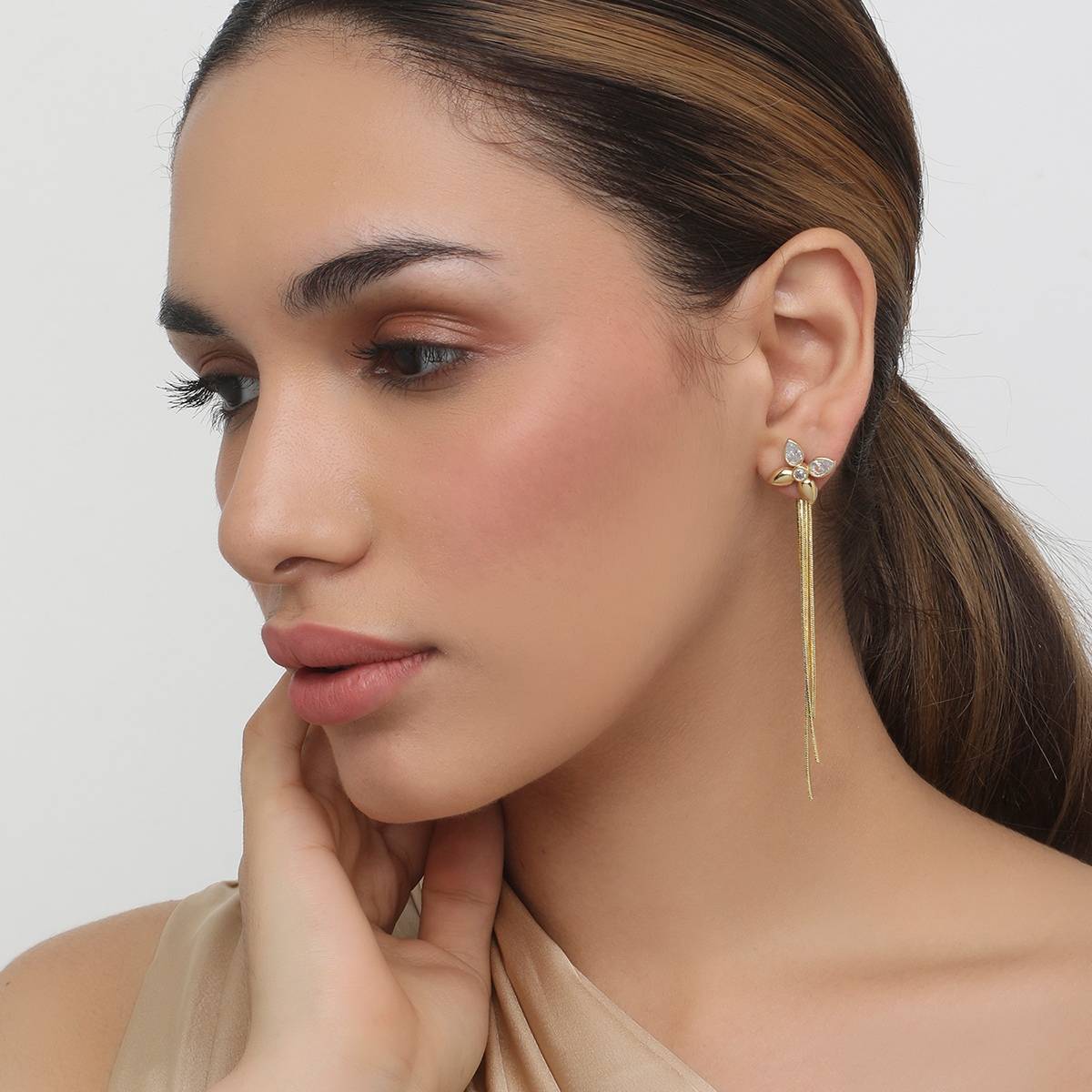 Khushi Jewels Gold Plated Tassels Drop Earrings