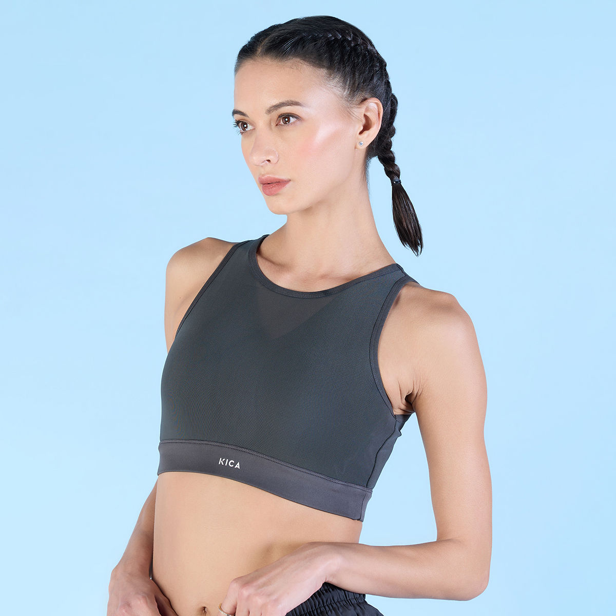 Kica High Support Mesh Sports Bra With Cups For Running And Gymming