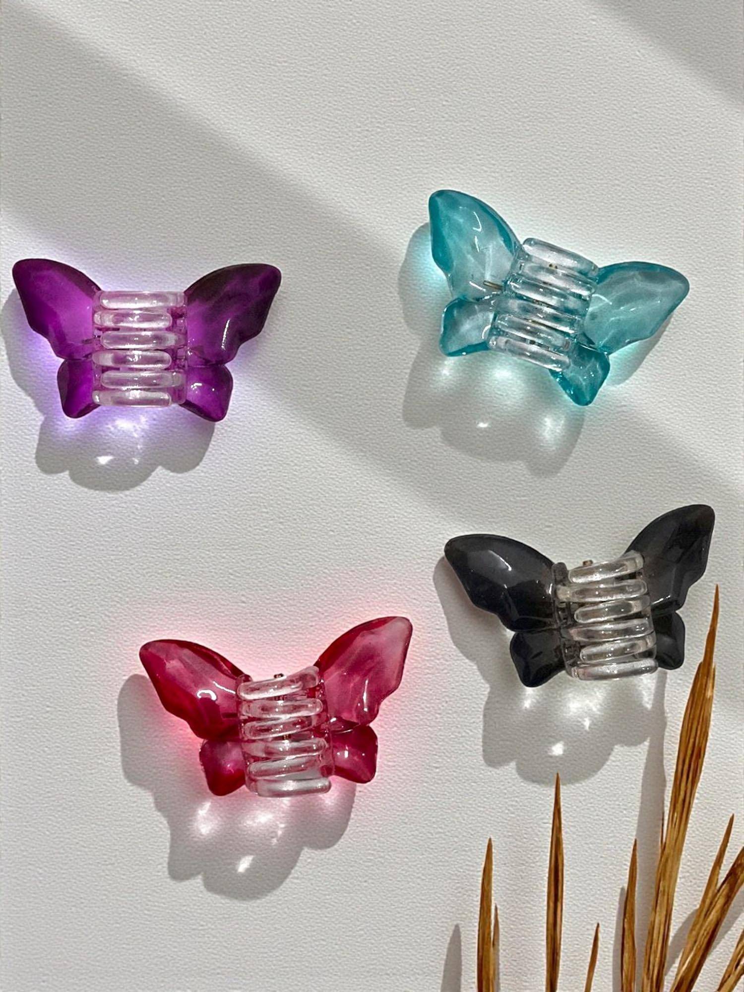 Accessher Multi-Color Butterfly Strong Hold Hair Claw Clips (Pack of 4)