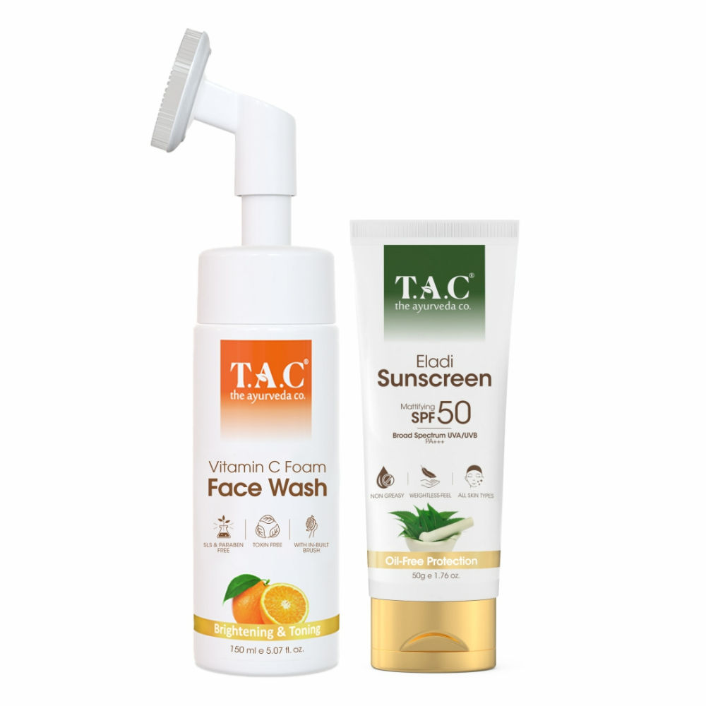 Buy TAC The Ayurveda Co. Eladi Sunscreen, Matifying SPF 50 And Ubtan Face Wash For Skin