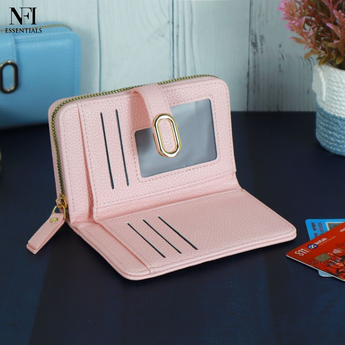 Buy NFI Essentials Pu Leather Mini Zipper Credit Card Holder