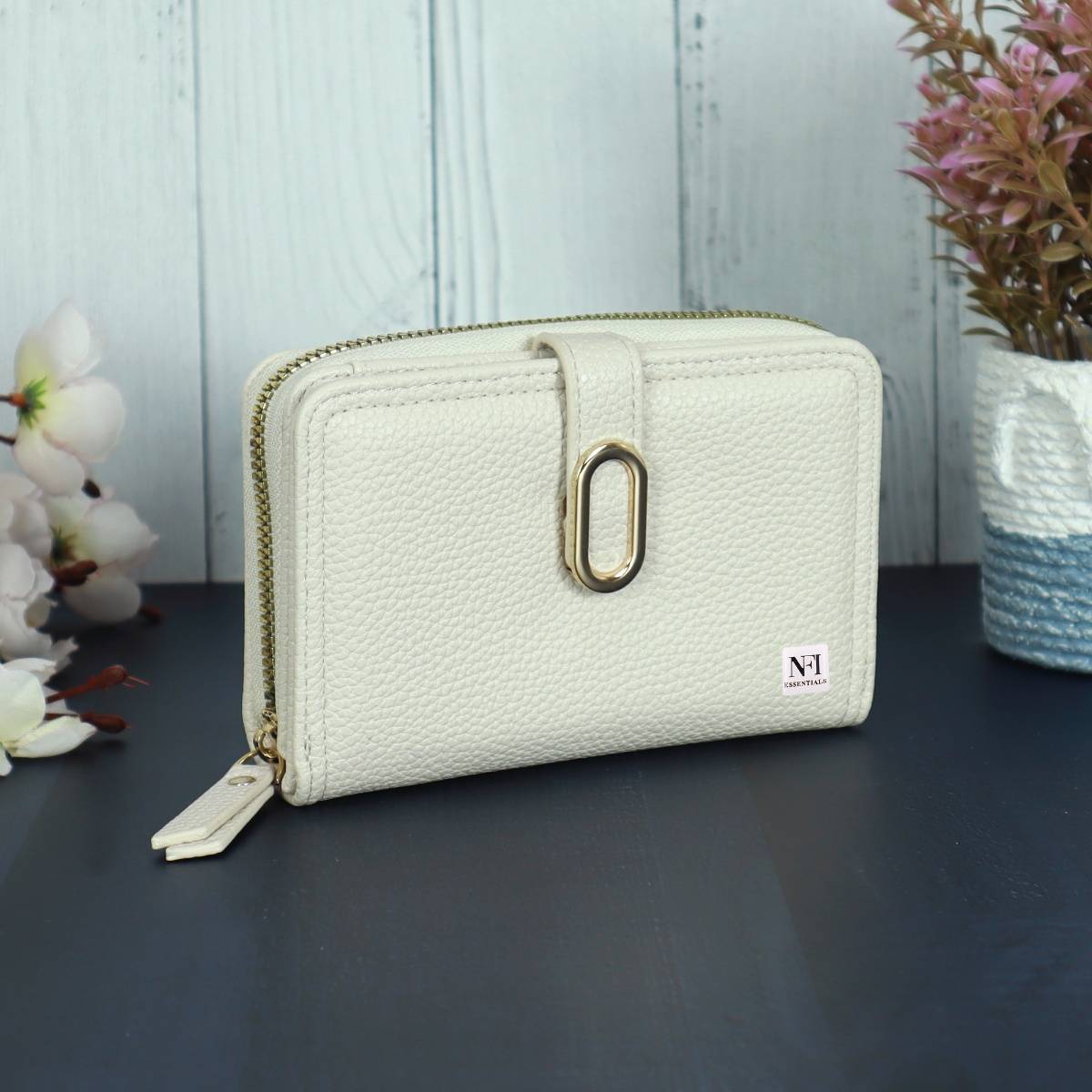 NFI Essentials Pu Leather Mini Zipper Credit Card Holder Organizer Wallet