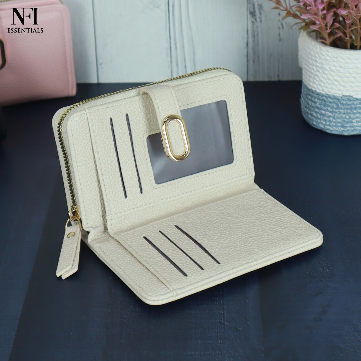 Buy NFI Essentials Pu Leather Mini Zipper Credit Card Holder