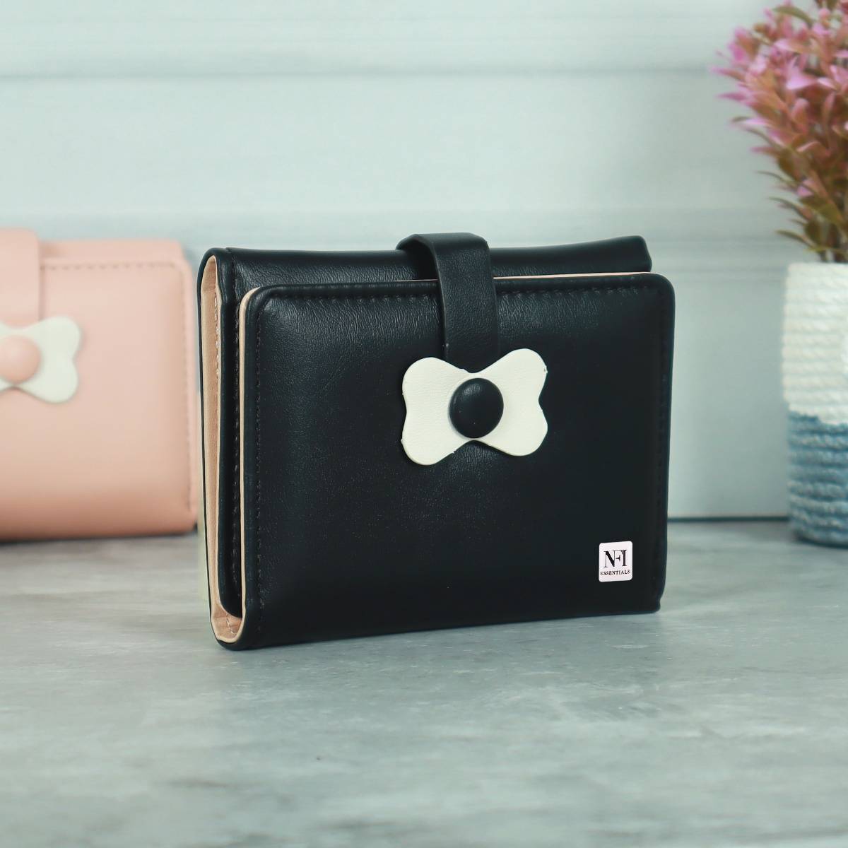 NFI Essentials Pu Leather Mini Trifold Credit Card Holder Organizer Wallet
