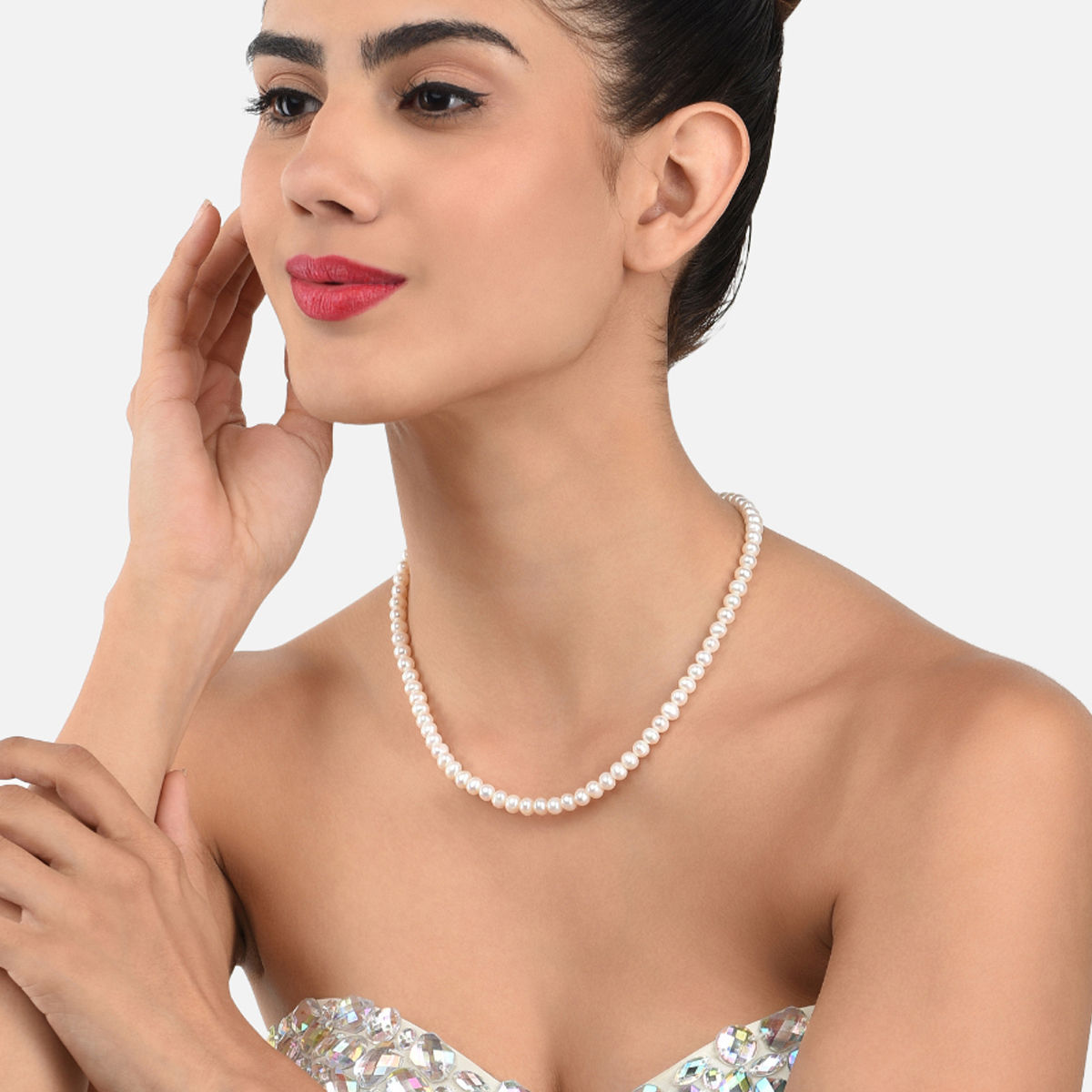 Buy Zaveri Pearls Fresh Water Round Pearls Aaa Quality Necklace