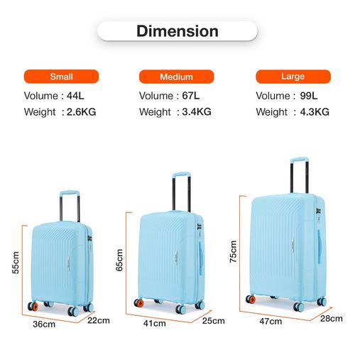Size Chart 20kg Luggage In Litres Contour Hard Top Trolley Luggage
