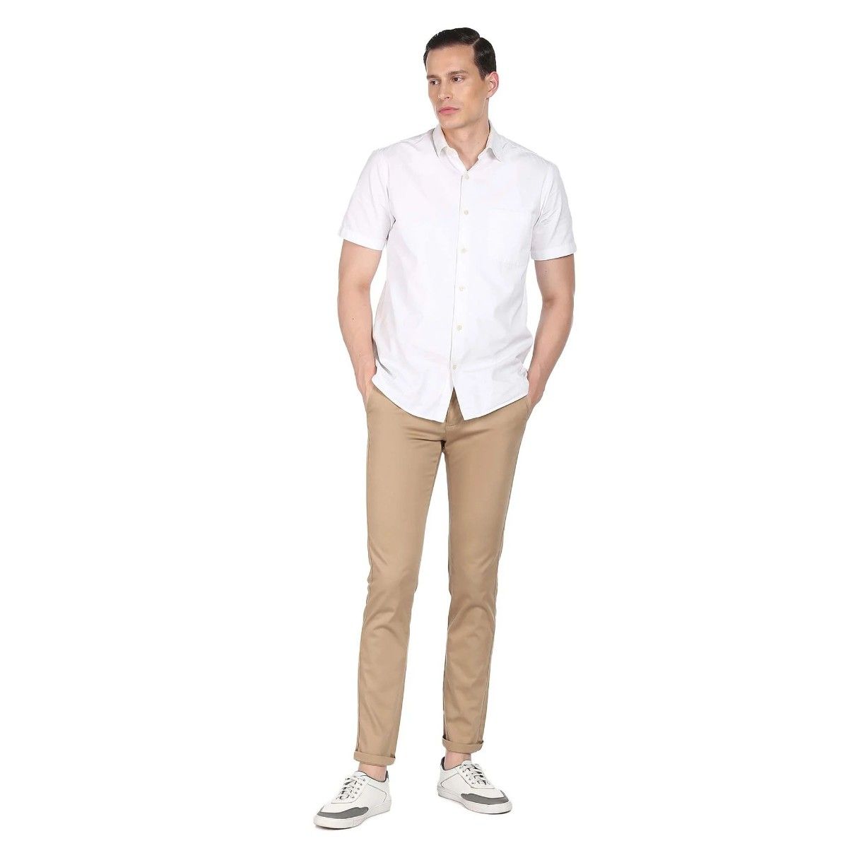 Buy online Grey Cotton Blend Flat Front Casual Trousers from Bottom Wear for  Men by Arrow Sport for ₹1250 at 50% off | 2024 Limeroad.com