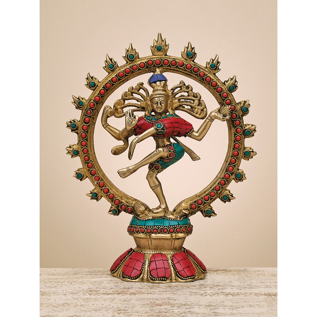 Ekaa Handicrafts Lord Natraj Idol In Brass With Stonework: Buy ...