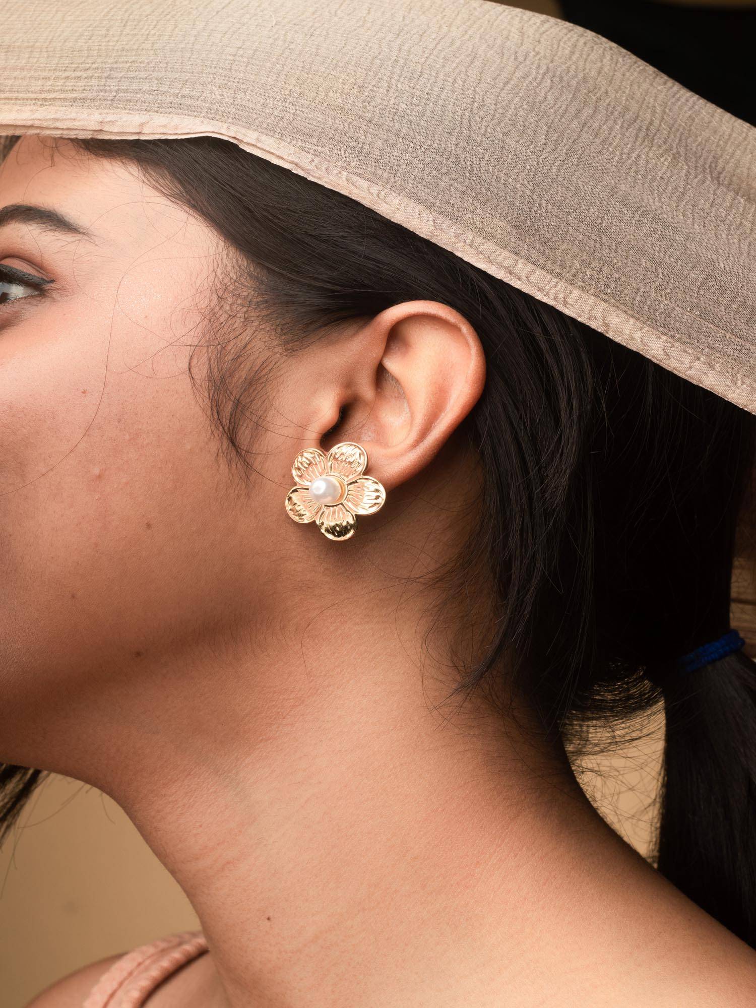 Jewelz Golden Bloom Pearl Studs
