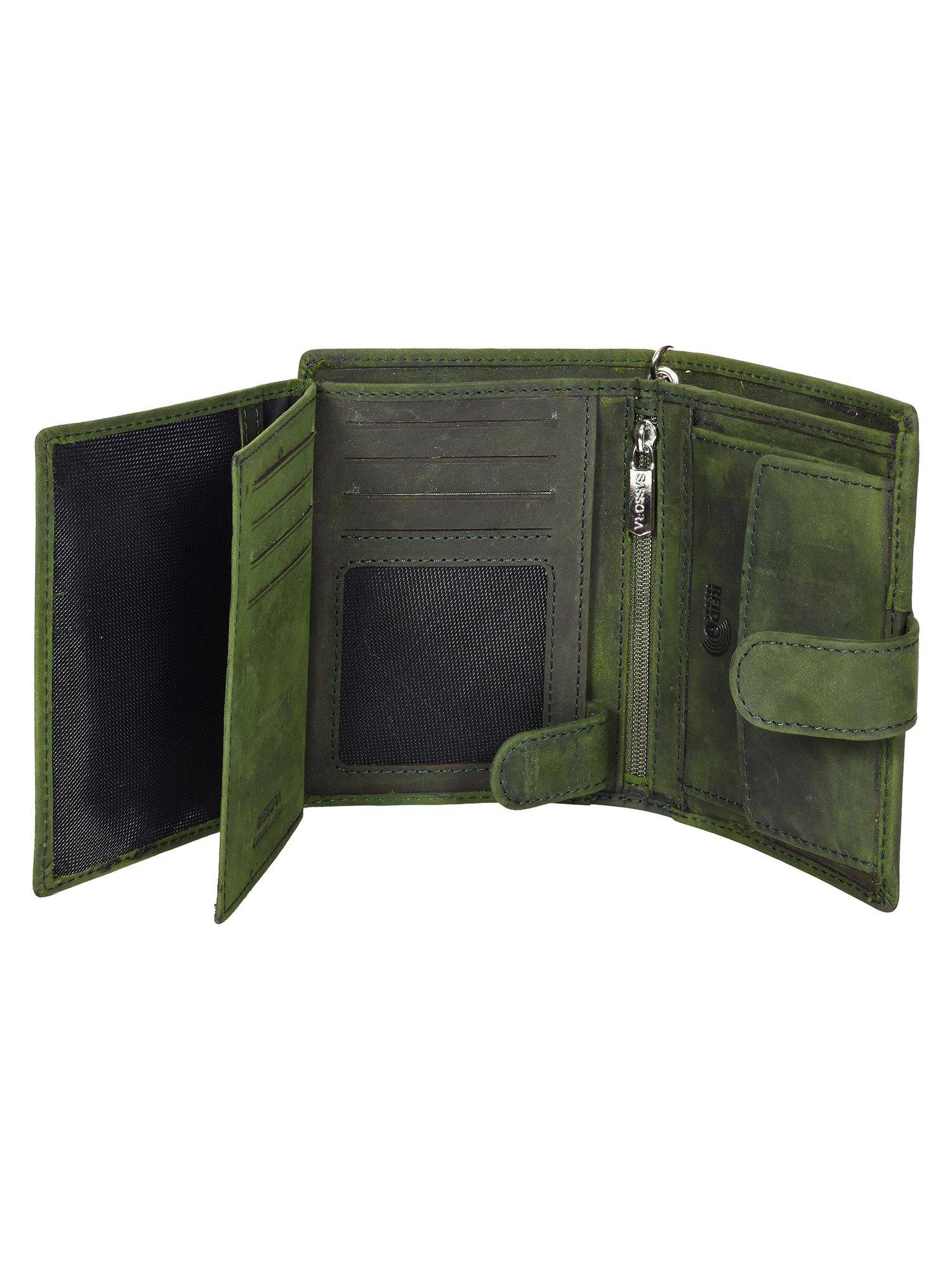 Buy Sassora Genuine Leather Rfid Blocking Biker Wallet-Green