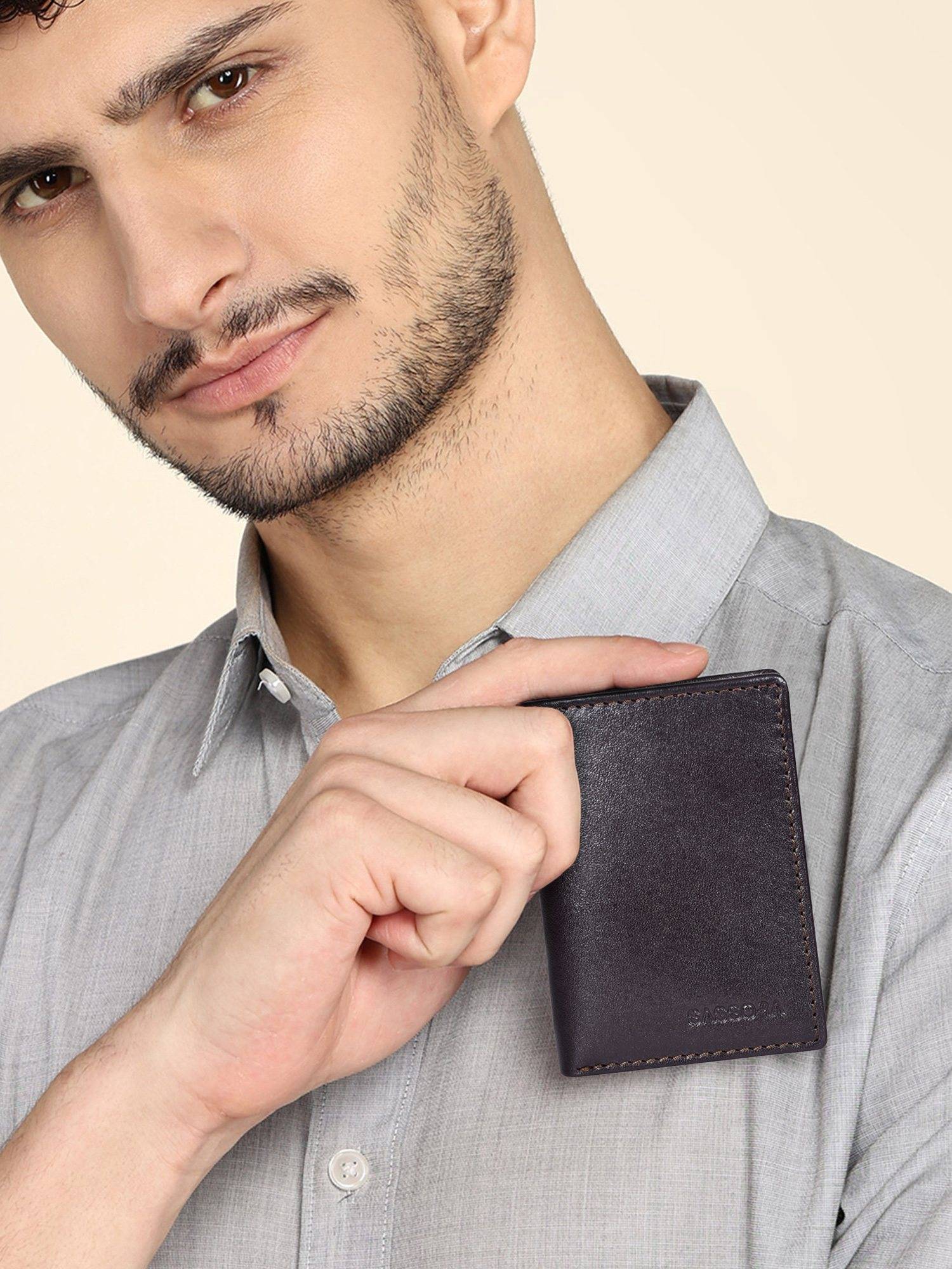 Sassora Genuine Leather Slim Bifold-Brown (Small)