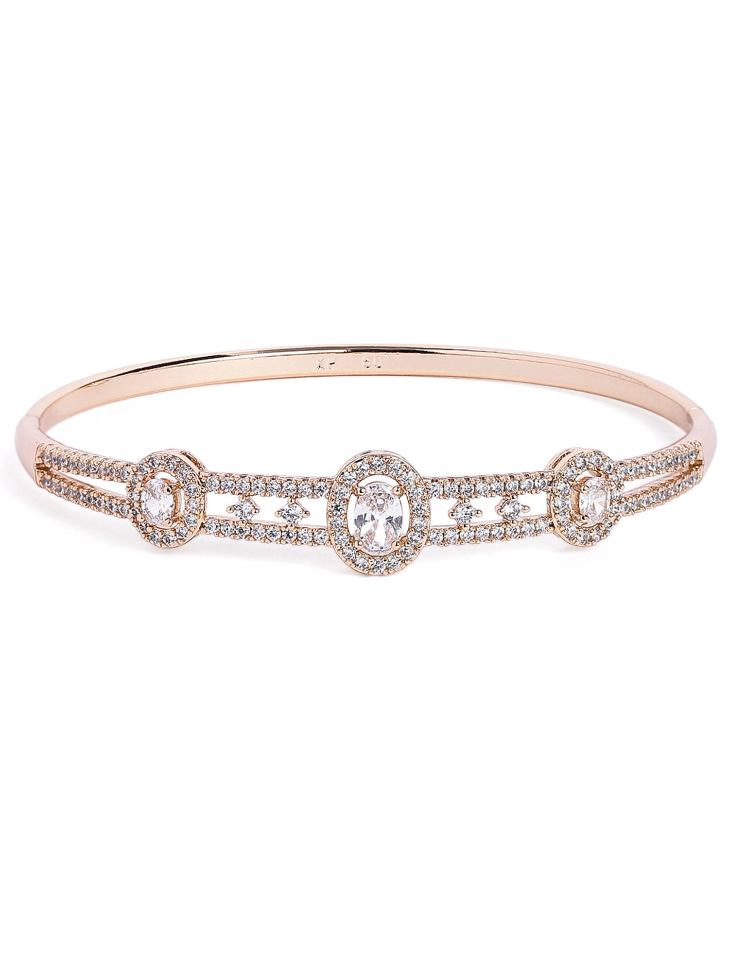 Estele Rose Gold Finish Oval Shape Kada Bracelet