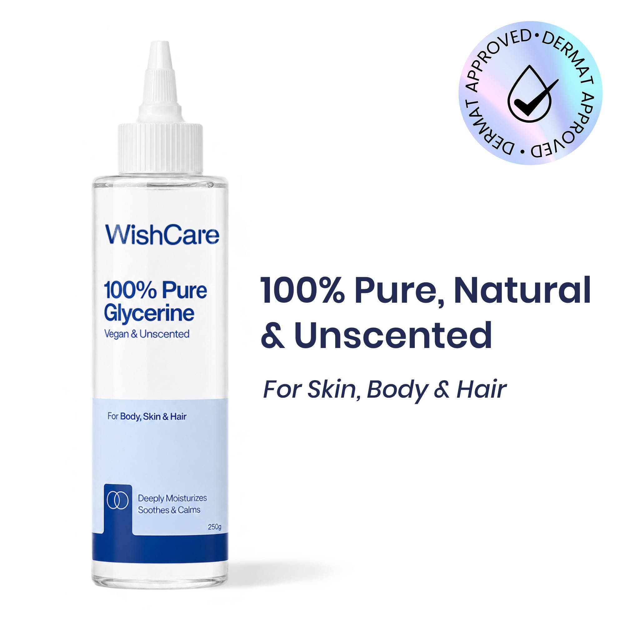 WishCare Pure & Unscented Glycerine for Healthy Skin & Hair|Hydrates, Softens & Nourishes Skin &Hair