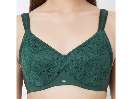 Buy Soie Full Coverage Padded Non-Wired Lace Bra - Green Jungle at Rs.1190  online