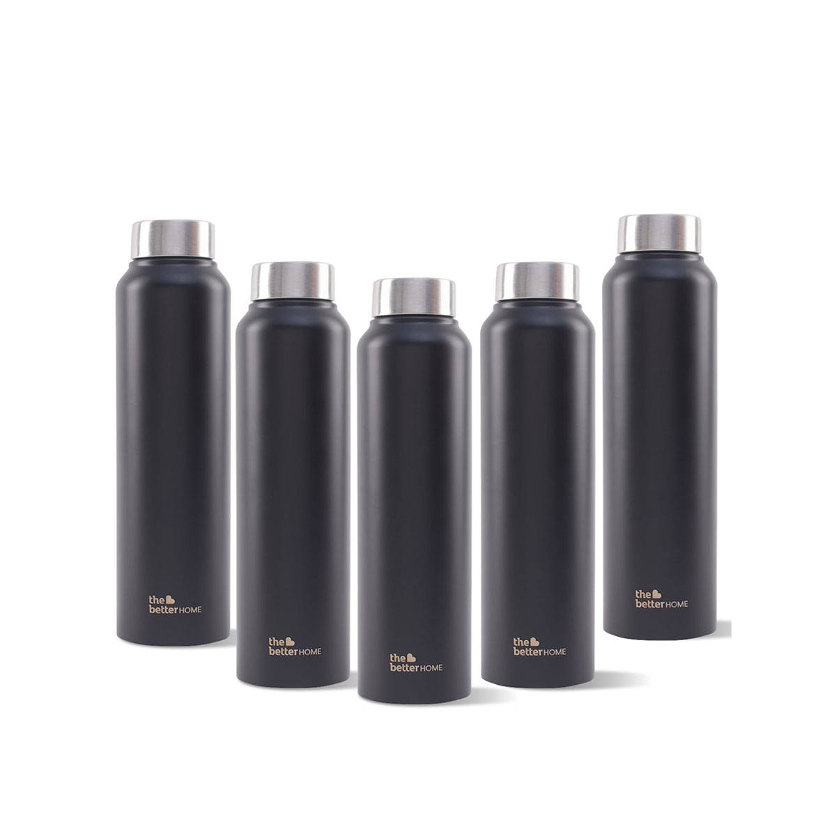 The Better Home Black Stainless Steel Bottle 1L (Pack Of 5)