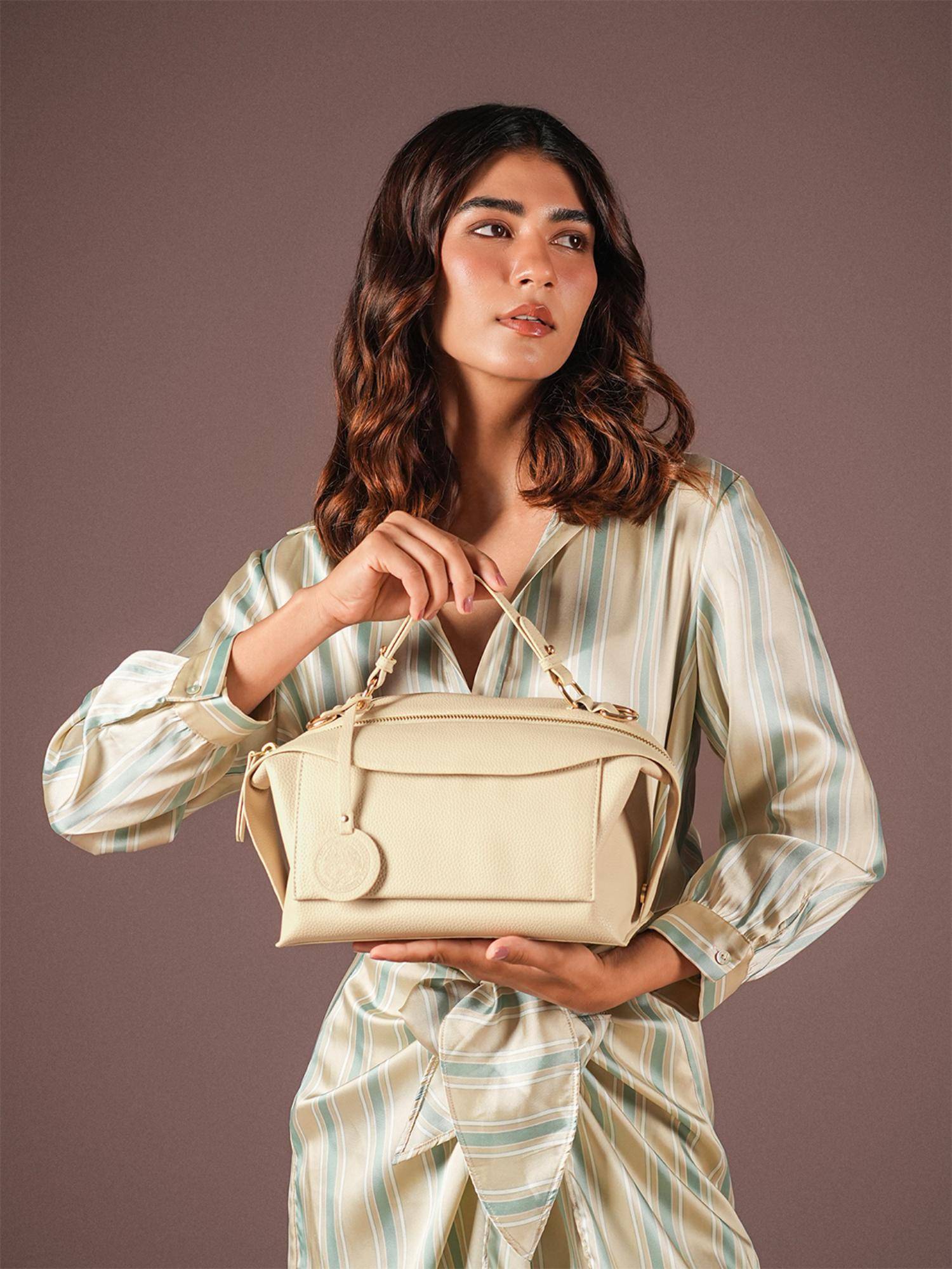 Theater Women Explorer Cream Structured Satchel Bag