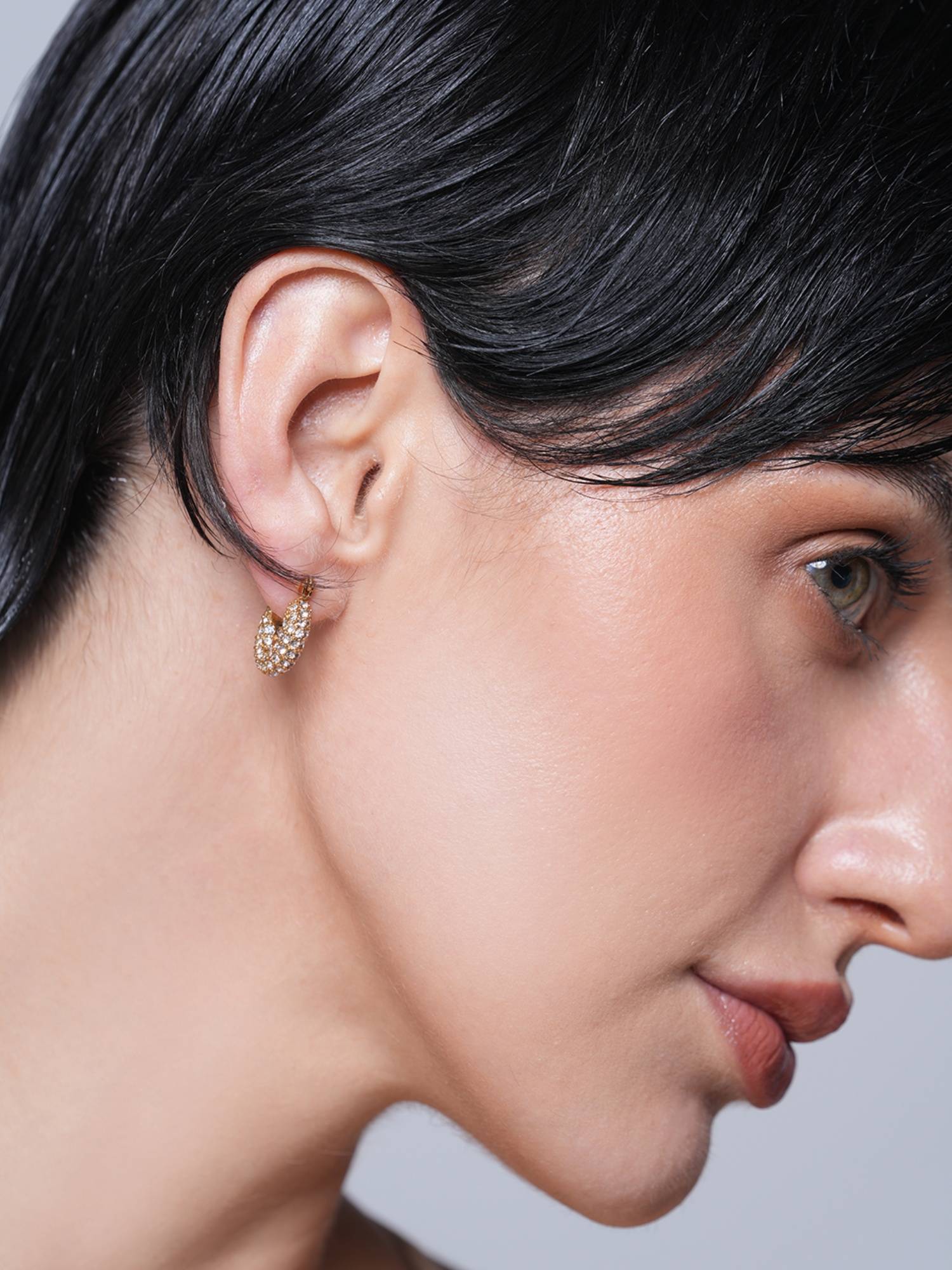 CAO JEWELLERY White Luxury Bling Cubic Zirconia Round Hoop Earrings