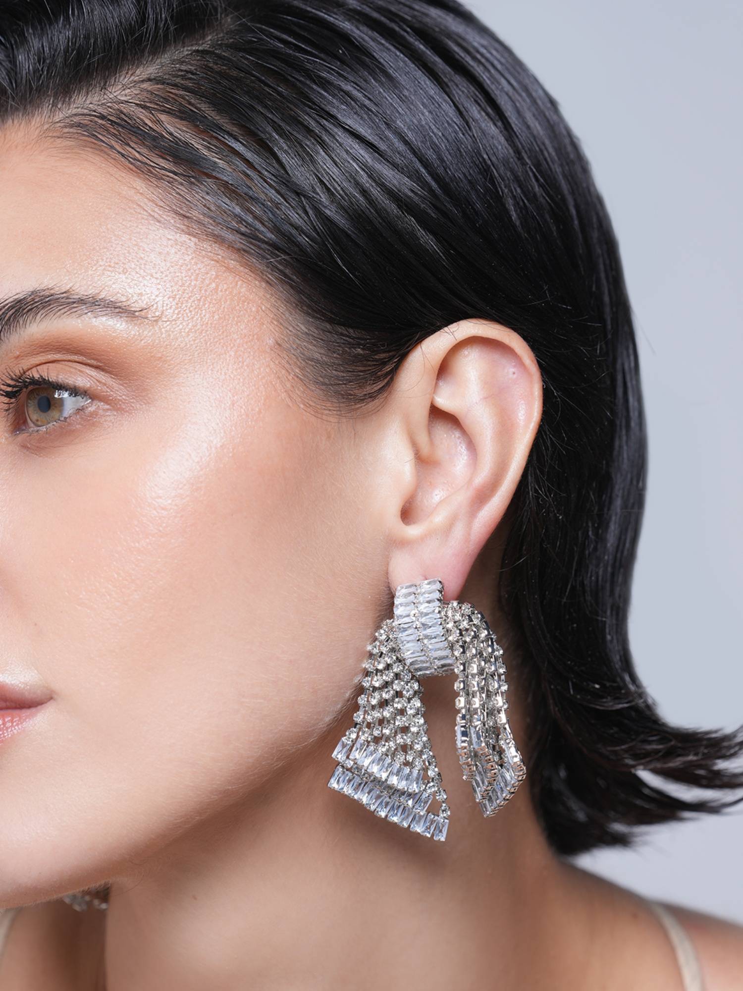 CAO JEWELLERY White Bow Knot Rhinestones Earrings