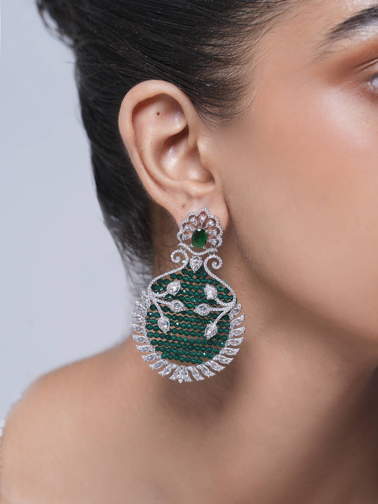 CAO JEWELLERY Designer Multi-Color Ad Heavy Earrings