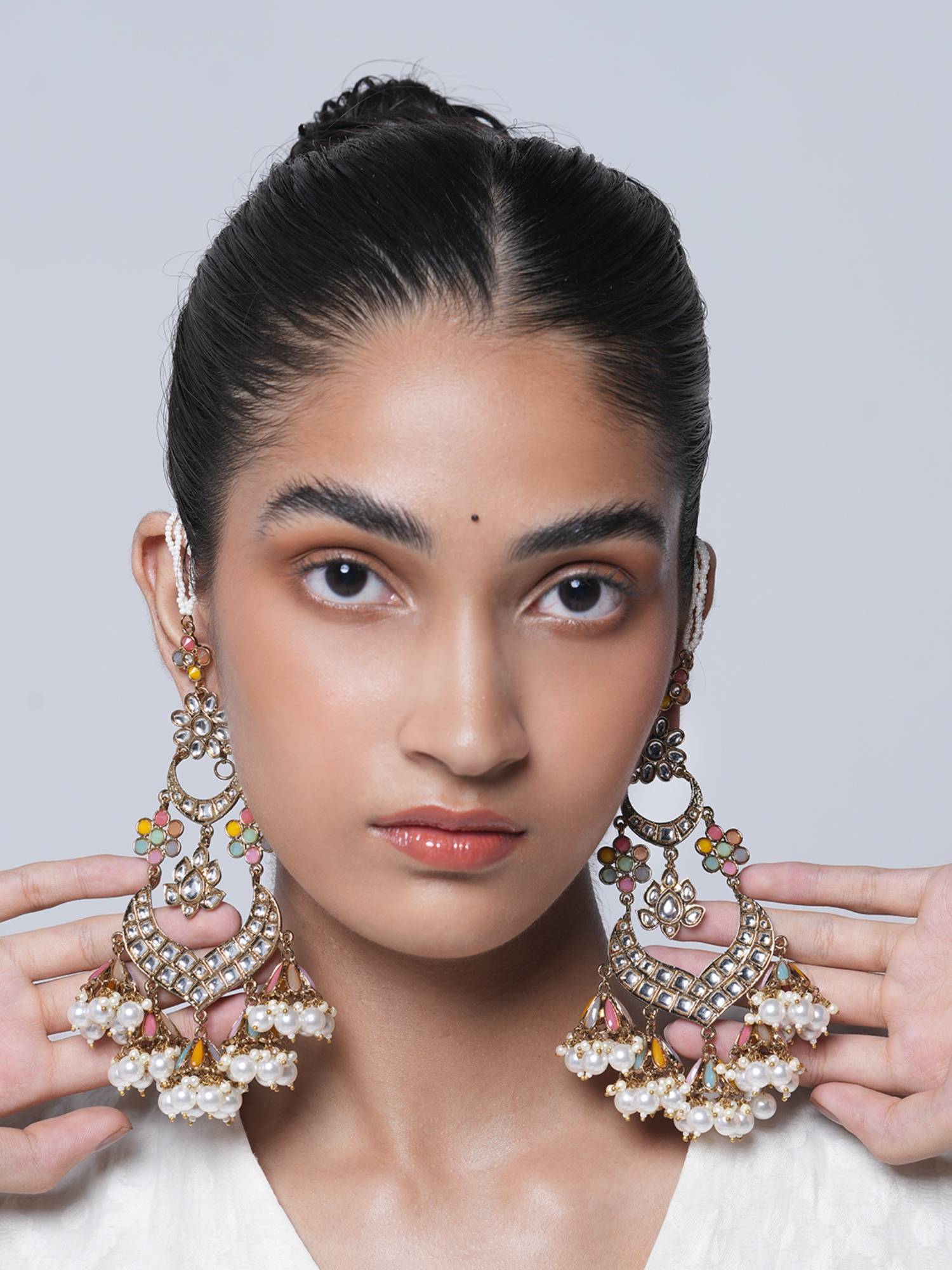 CAO JEWELLERY Long Heavy White Earrings