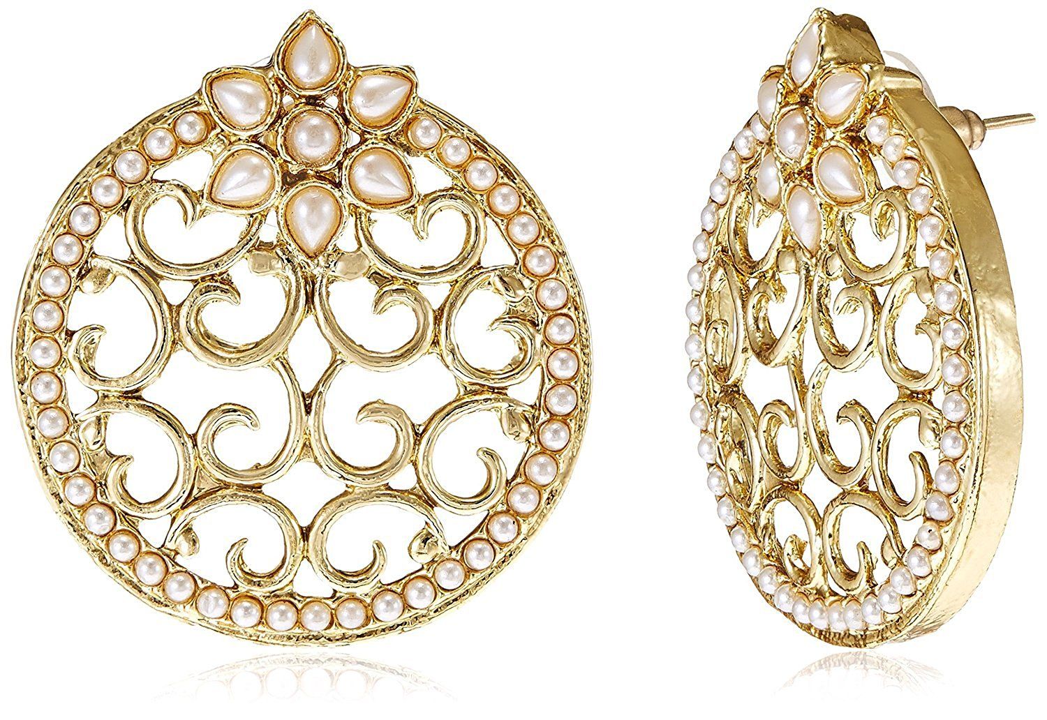 Youbella Traditional Gold Plated Jewellery Pearl Jhumka Earrings Buy