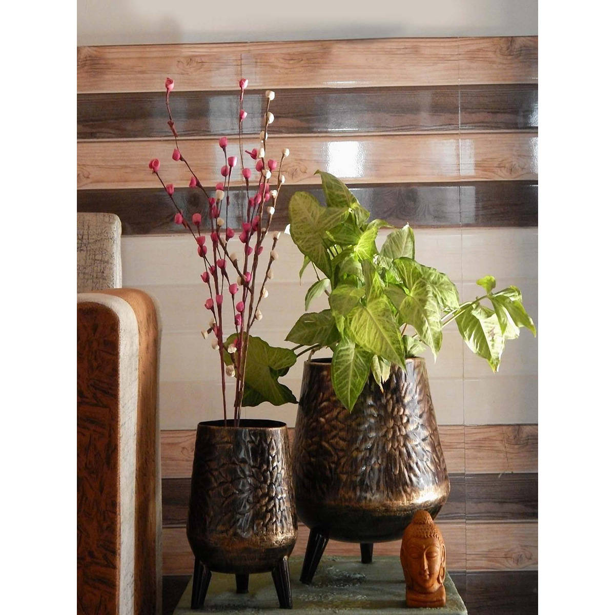 Buy Ecofynd Hazel Metal Planter with Stand Brown Online