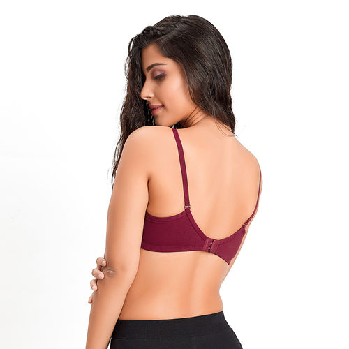 Maroon Nude Women Cotton Brushed Lycra Full Coverage No Bounce, Non-wired,  Non-padded Front Closure Magic Bra With Back Support - 42d, Pure Cotton Bra,  कपास ब्रा - Pankaj Pan and Recharge Shop