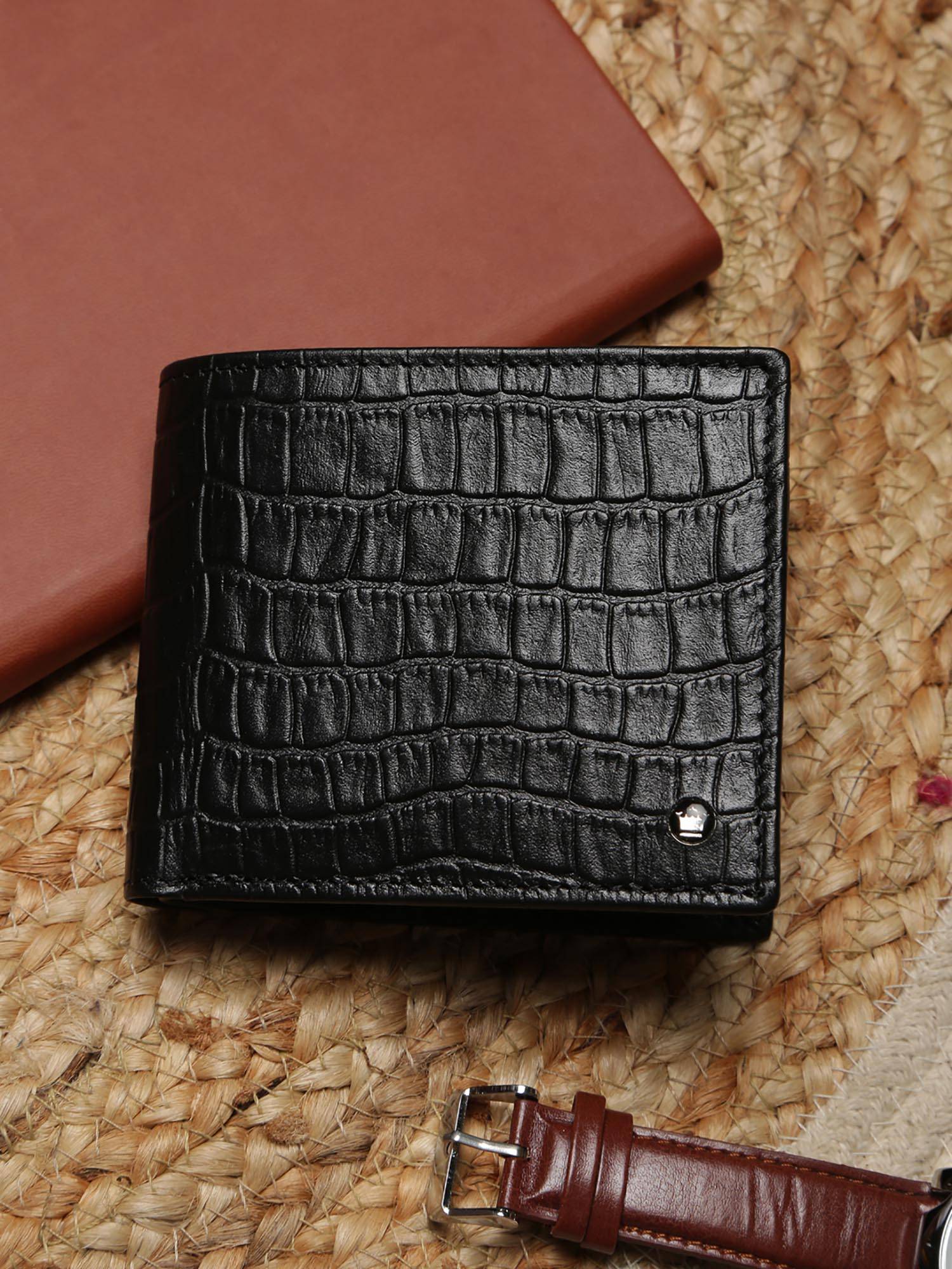 Louis Philippe Men 100% Leather Wallet with Card Slot & Full- Length Cash Compartment