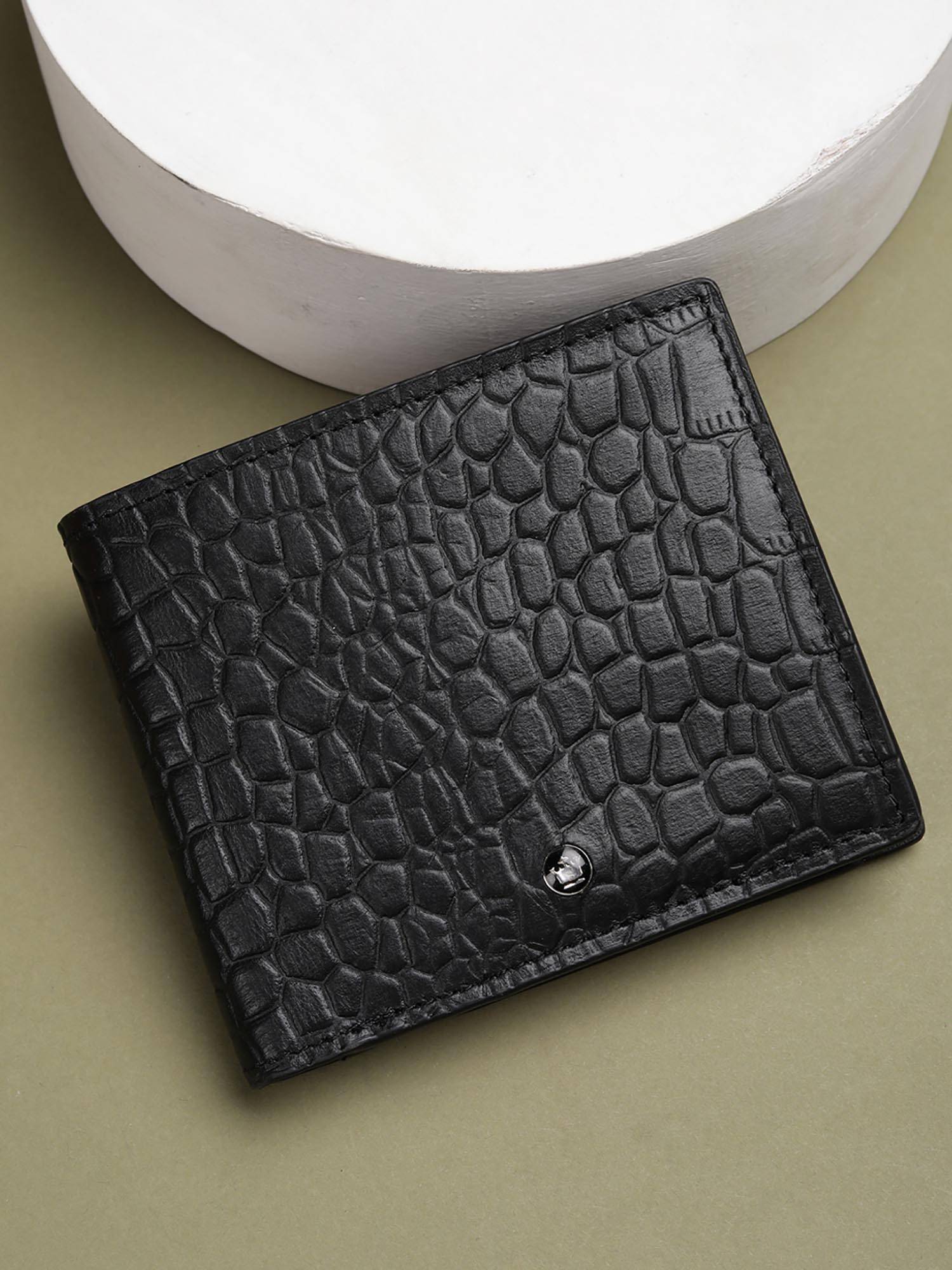 Louis Philippe Men 100% Leather Wallet with Coin Pocket & Full- Length Cash Compartment