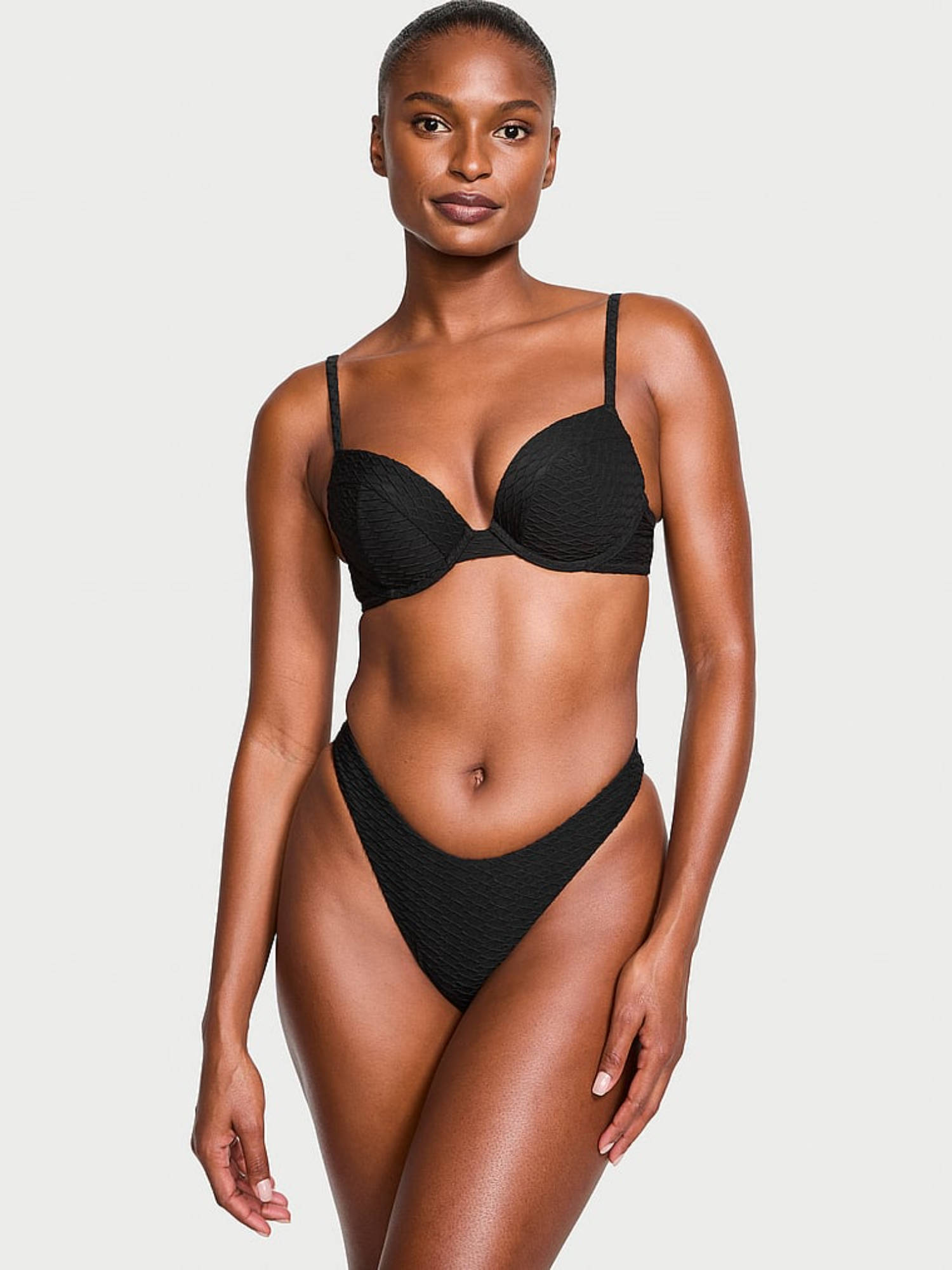 Victoria's Secret Women Black Swim Brazilian Bikini Bottom (XL)