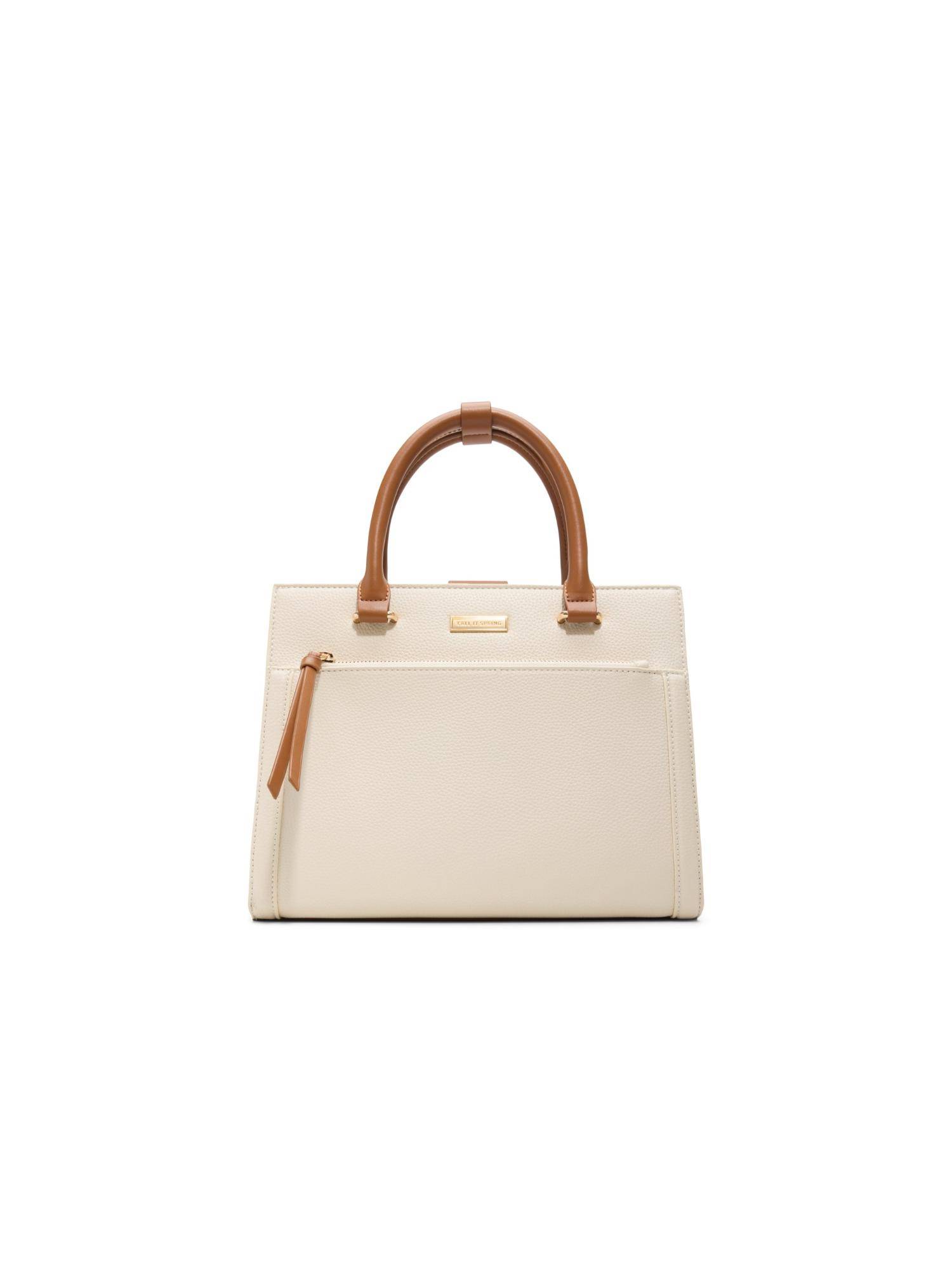 Call It Spring Belindaa Women White Satchel With Detachable Straps And Charm