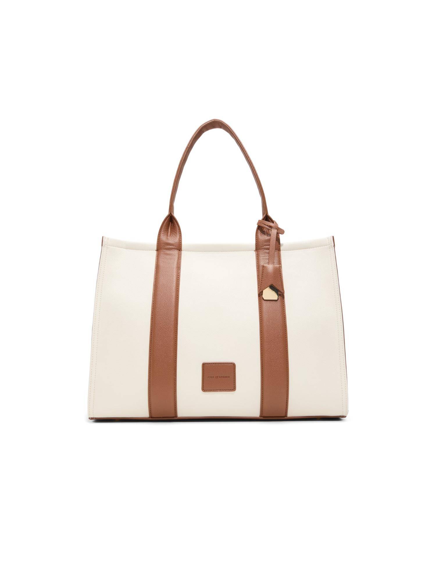 Call It Spring Qoaa Women White Tote Bag with Detachable Straps and Charm
