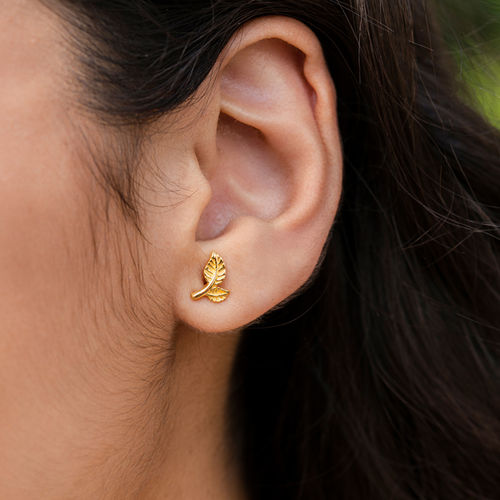 Shaya by CaratLane Leaf Of Faith Earrings in Gold Plated 925 Silver