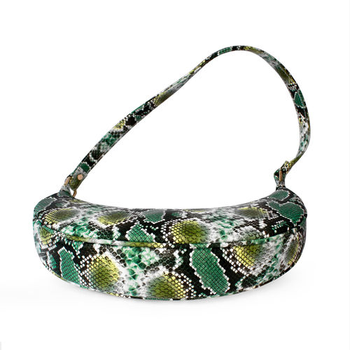 Buy Modern Myth Green Snake Print Half Moon Baguette Shoulder Bag