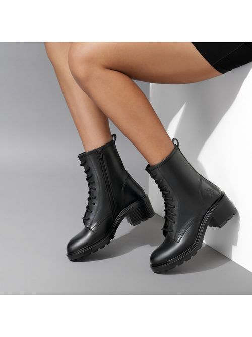 Buy POLO Women Black Nadia Combat Boots Online