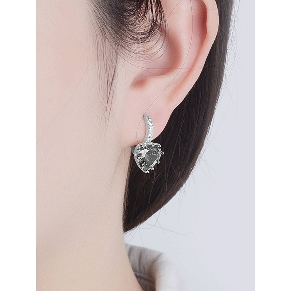 Peora Cubic Zirconia Silver Plated Hoop Earrings