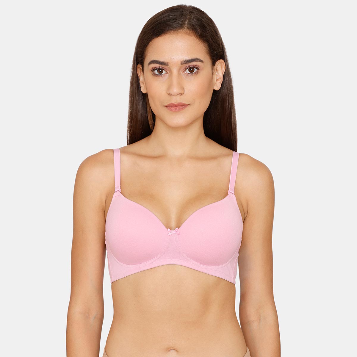 Zivame Rosaline Padded Non Wired 3 4th Coverage T Shirt Bra Lilac Chiffon Pink Buy Zivame 8998