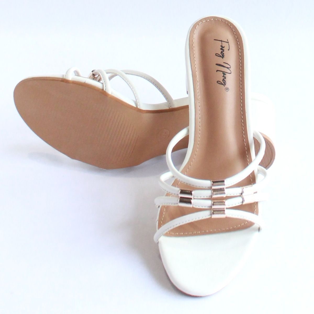 Strappy white online mules