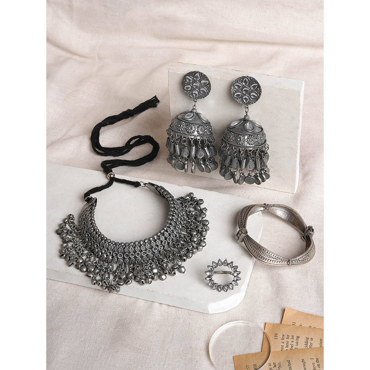 Teejh Pataliputra Oxidised Silver Jewellery Set