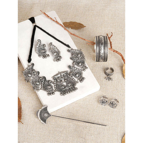 Teejh Karur Oxidised Silver Jewellery Set